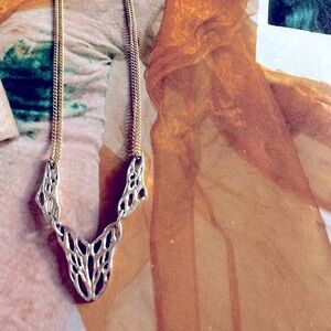 Silver toned necklace 925 w/ Gold toned Chain